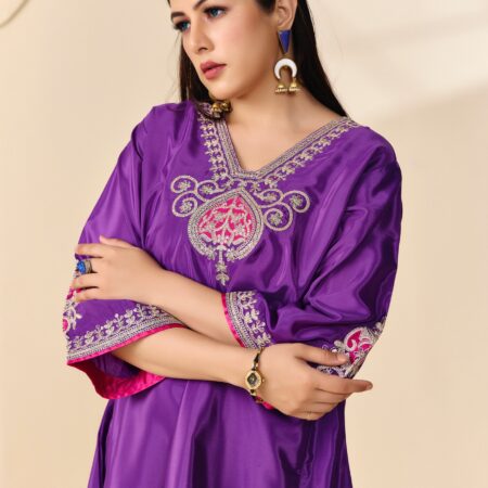 Purple Jariwork Kurti with Salwar - View 6 | PPAVAKEY Ethnic Wear