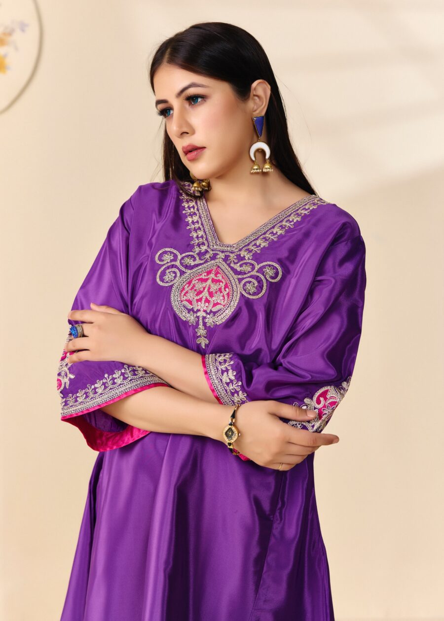Purple Jariwork Kurti with Salwar - View 6 | PPAVAKEY Ethnic Wear