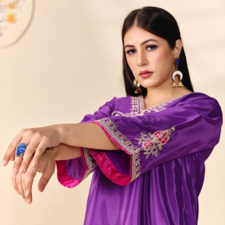 Purple Jariwork Kurti with Salwar - View 7 | PPAVAKEY Ethnic Wear