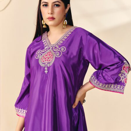 Purple Jariwork Kurti with Salwar - View 9 | PPAVAKEY Ethnic Wear
