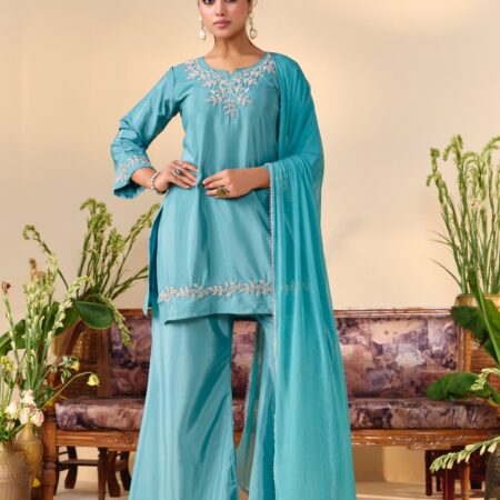 Turqouise Beaded Handwork Kurti set