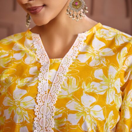 Yellow Cotton Printed Co-ord set