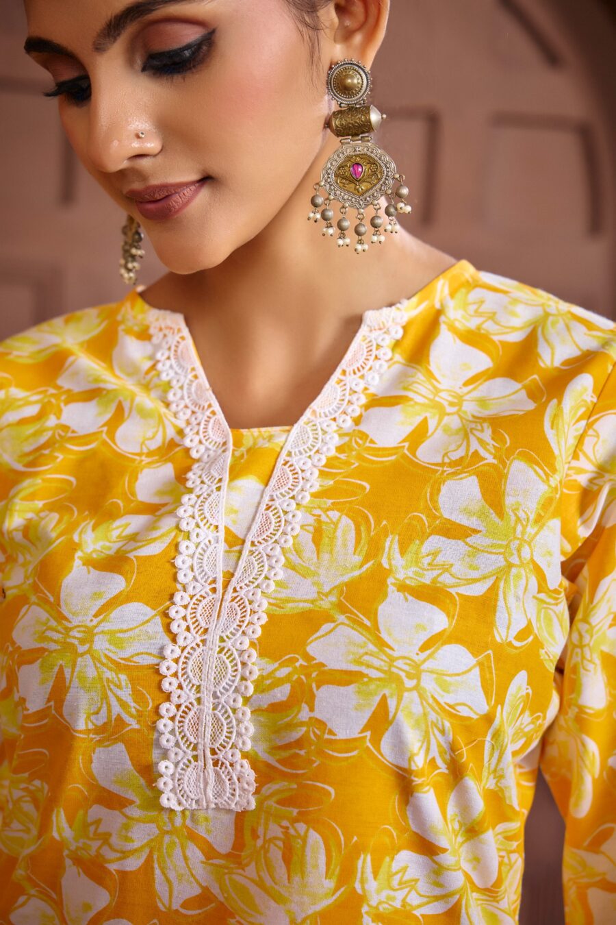 Yellow Cotton Printed Co-ord set