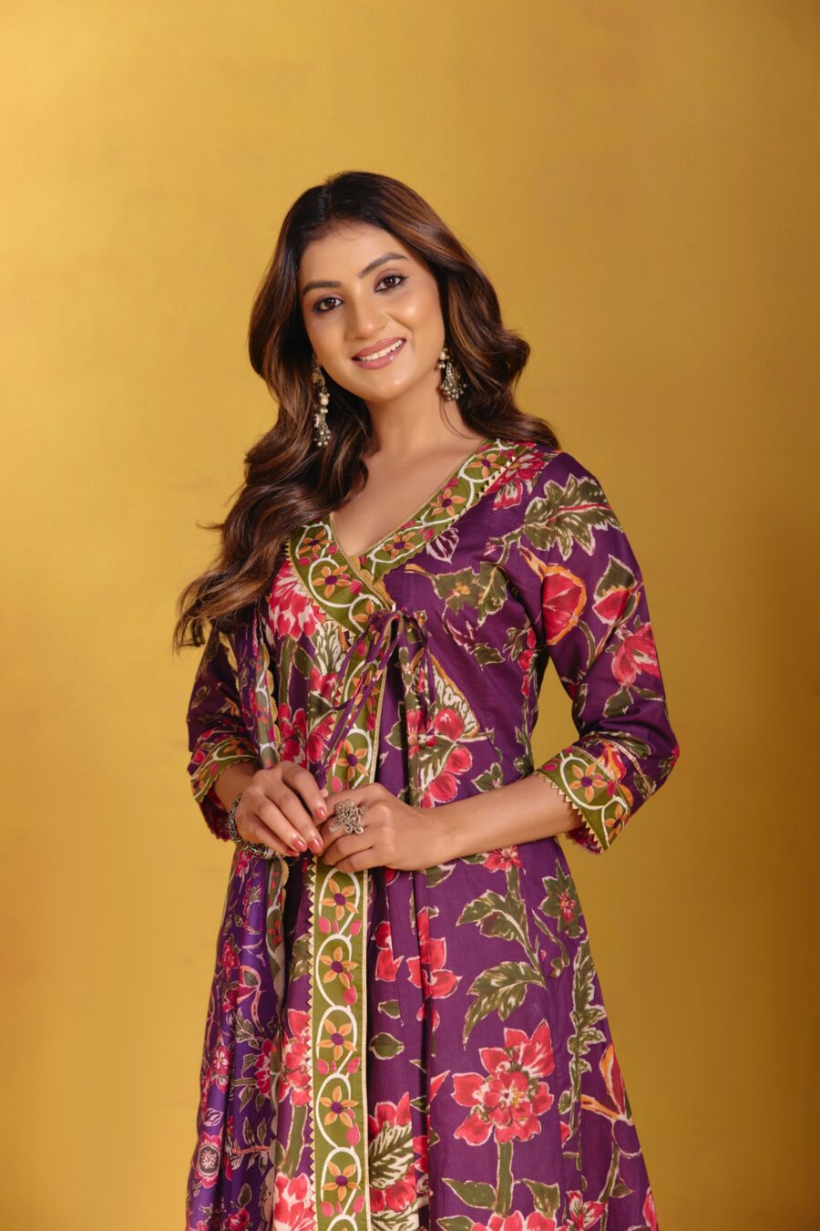 Violet Angrakha Kurta Set with Dupatta 9