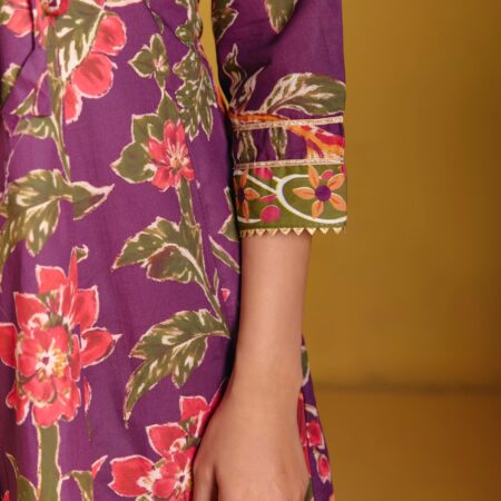 Violet Angrakha Kurta Set with Dupatta 10