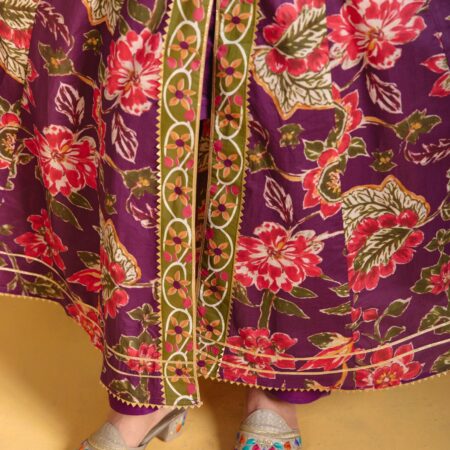 Violet Angrakha Kurta Set with Dupatta 12