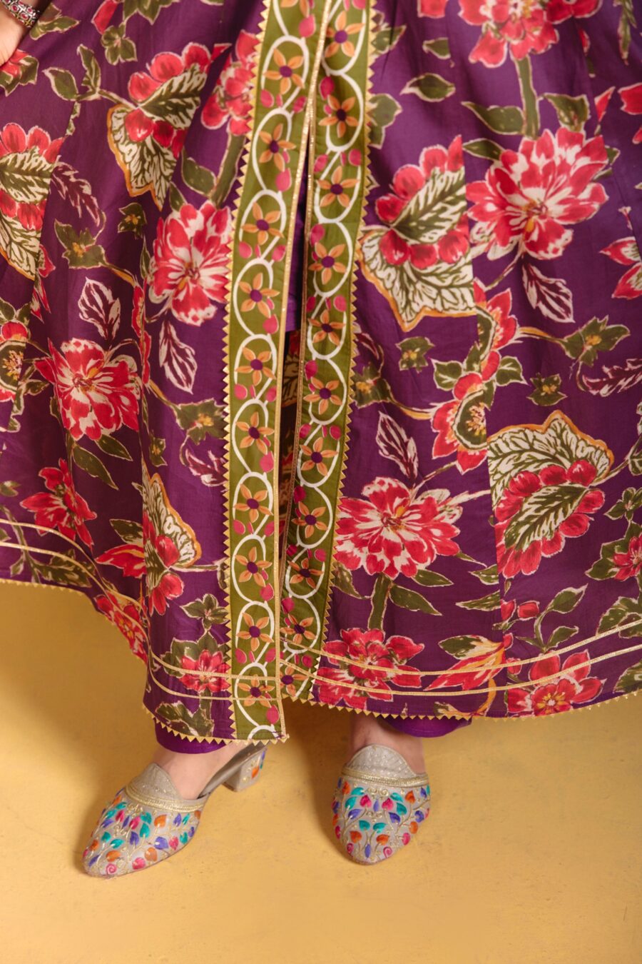 Violet Angrakha Kurta Set with Dupatta 12