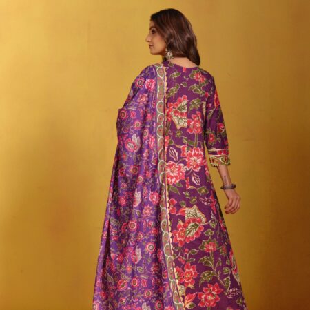 Violet Angrakha Kurta Set with Dupatta 2