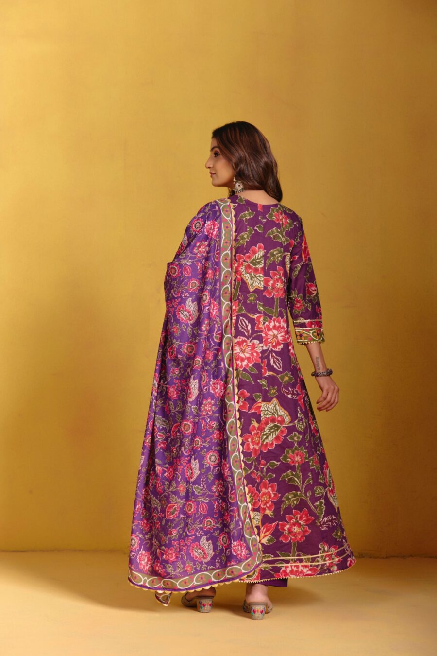 Violet Angrakha Kurta Set with Dupatta 2