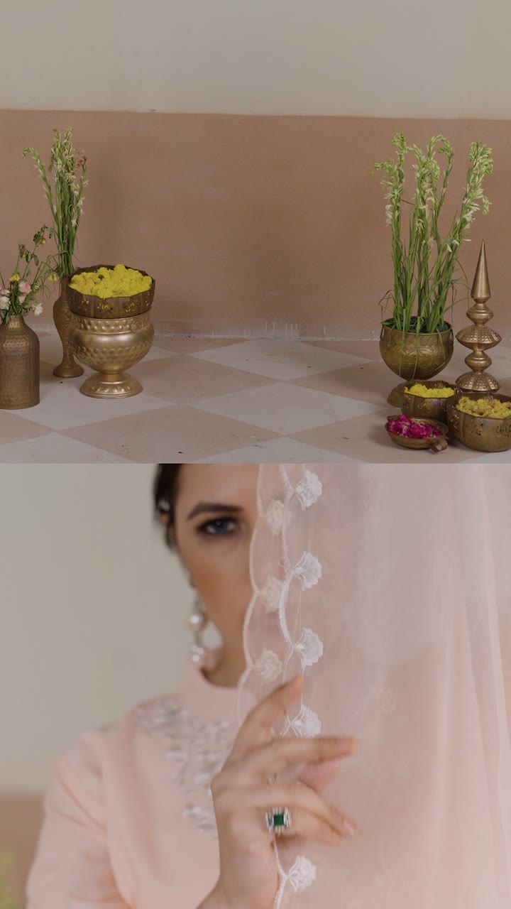 Peach Cotton Embroidered Kurti set with Dupatta — video